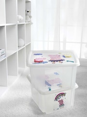Keeper 2 Pack Crystal Clear Peppa Pig 24L Stacking Storage Box With Lid - Image 1 of 4