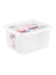 Keeper 2 Pack Crystal Clear Peppa Pig 24L Stacking Storage Box With Lid - Image 2 of 4