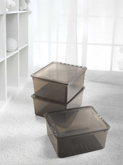Keeper 3 Pack Crystal Grey Bea 18L Storage Box Set With Air Control System - Image 1 of 5