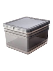 Keeper 3 Pack Crystal Grey Bea 18L Storage Box Set With Air Control System - Image 3 of 5