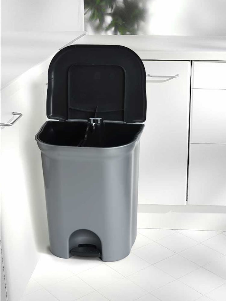 Keeper Silver and Black Torge Dual Compartment Pedal Dustbin - Image 1 of 5