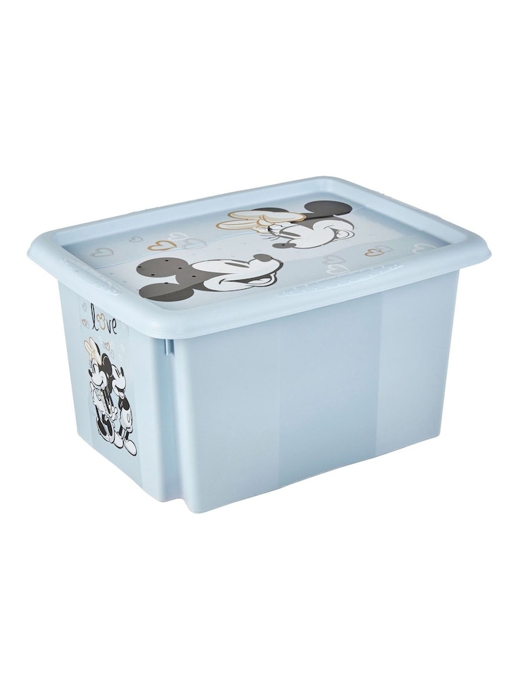 Keeper 2 Pack Nordic Blue Mickey Mouse Stacking Storage Box With Lid - Image 2 of 4 Keeper 2 Pack Nordic Blue Mickey Mouse Stacking Storage Box With Lid - Image 2 of 4