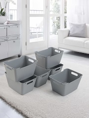 Keeper 6 Pack Nordic Grey Lotta12L Stacking & Nesting Storage Boxes - Image 1 of 4