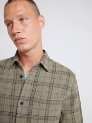 River Island Green Waffle 100% Cotton Check Shirt - Image 3 of 4