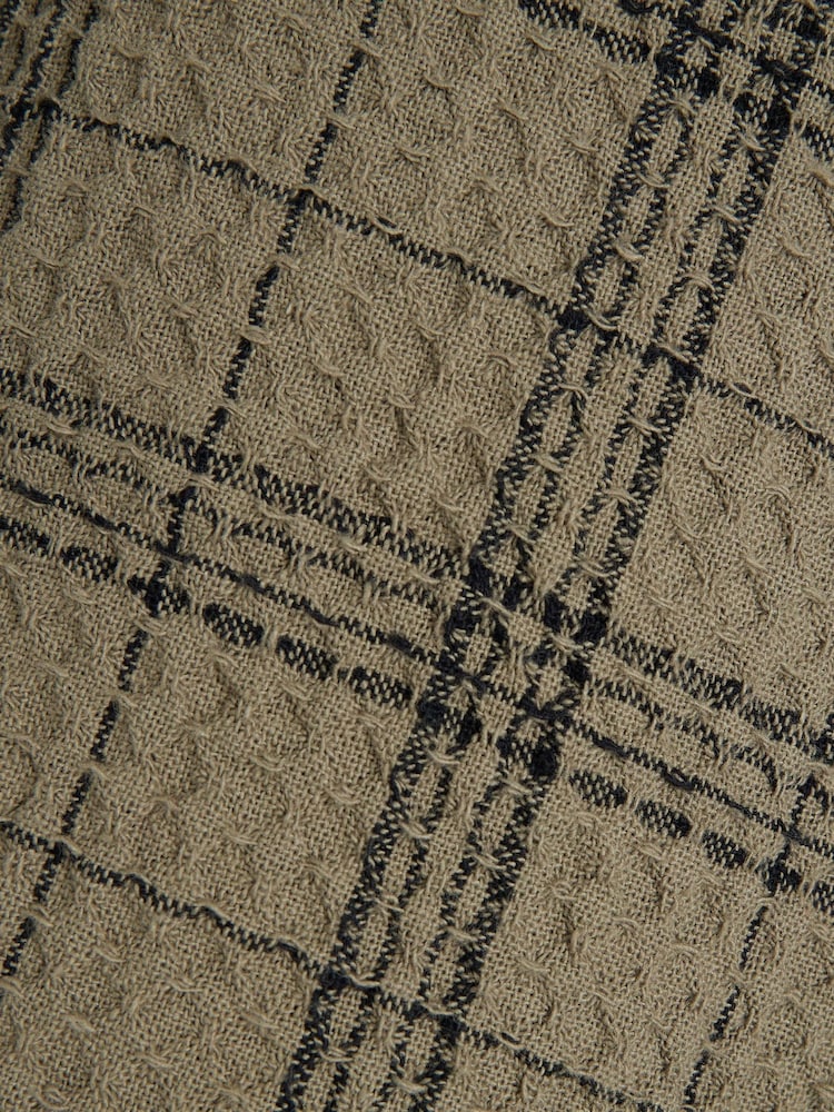 River Island Green Waffle 100% Cotton Check Shirt - Image 4 of 4
