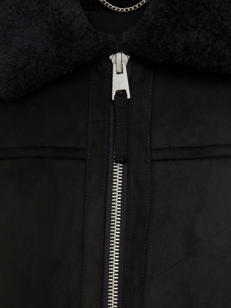 River Island Black Shearling Western Jacket - Image 4 of 4
