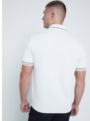 River Island Cream Slim Fit Quilted 100% Cotton Polo Shirt - Image 2 of 6