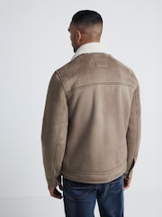 River Island Brown Light Shearling Western Jacket - Image 2 of 4