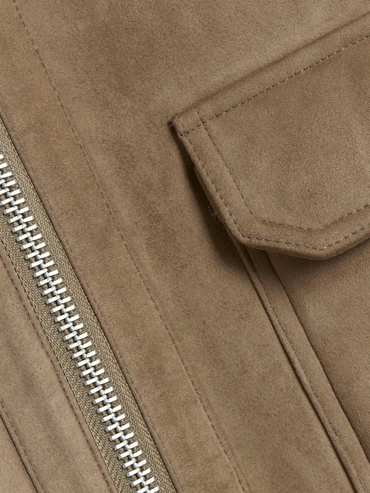 River Island Brown Light Shearling Western Jacket - Image 4 of 4