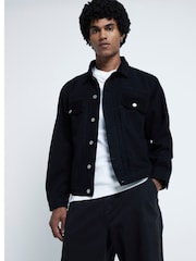 River Island Black 100% Cotton Cord Collar Jacket - Image 1 of 4