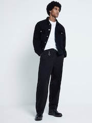 River Island Black 100% Cotton Cord Collar Jacket - Image 3 of 4
