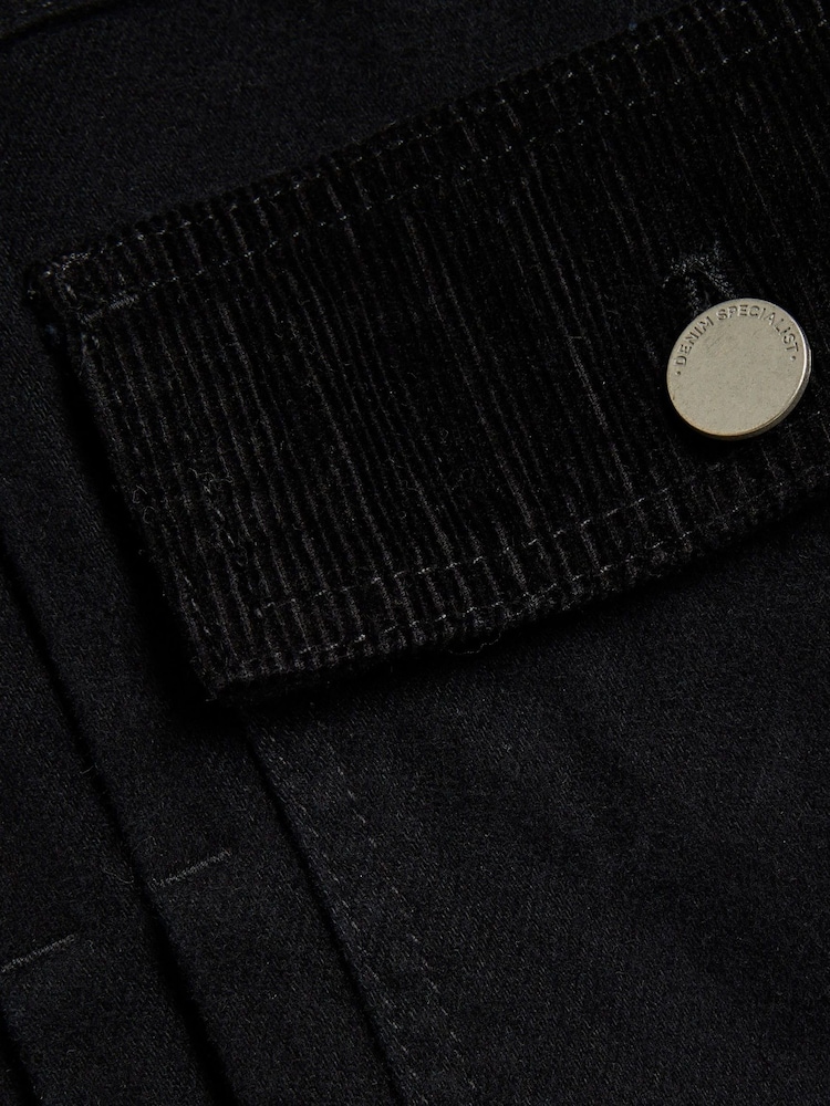 River Island Black 100% Cotton Cord Collar Jacket - Image 6 of 6 River Island Black 100% Cotton Cord Collar Jacket - Image 6 of 6