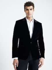 River Island Black SB1 Velvet Tux Jacket - Image 1 of 4