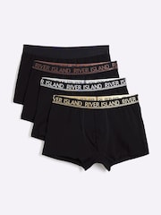 River Island Black Black Double Tip Boxers 4 Pack - Image 1 of 4
