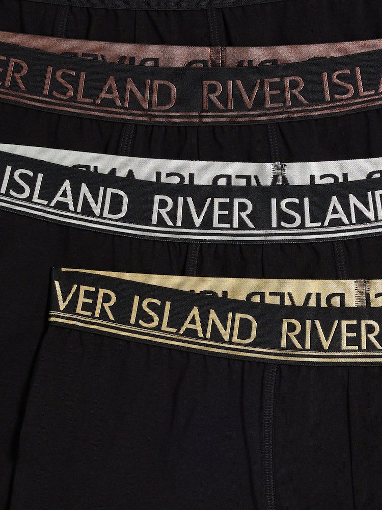 River Island Black Black Double Tip Boxers 4 Pack - Image 4 of 4
