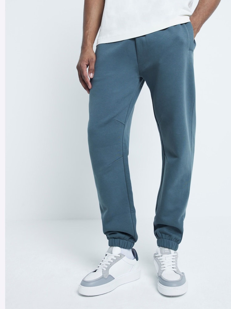 River Island Green Regular Fit 100% Cotton Essential Joggers - Image 1 of 6