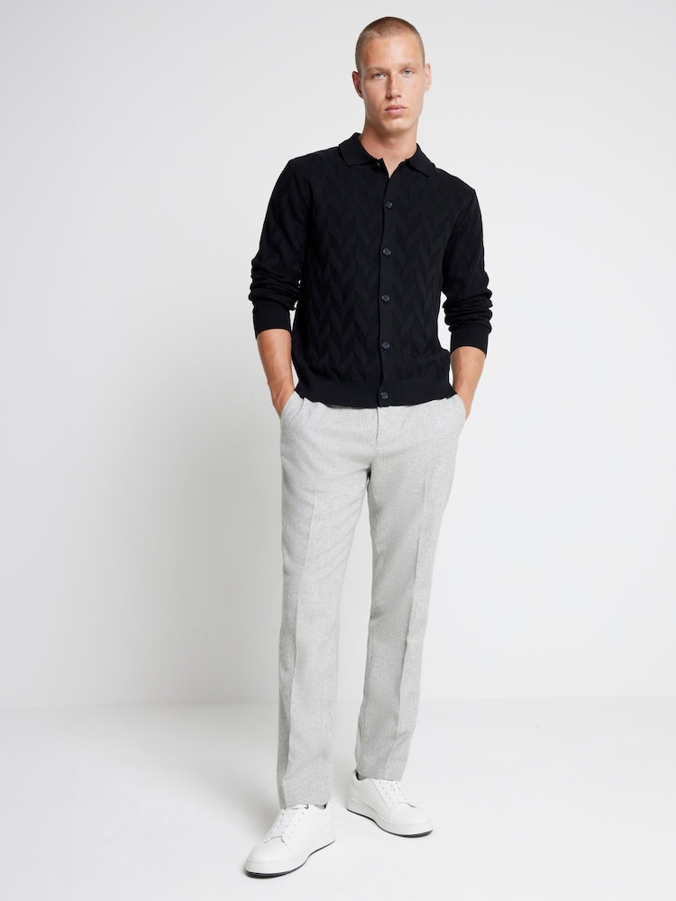 River Island Light Grey Wool Suit Trousers - Image 1 of 4