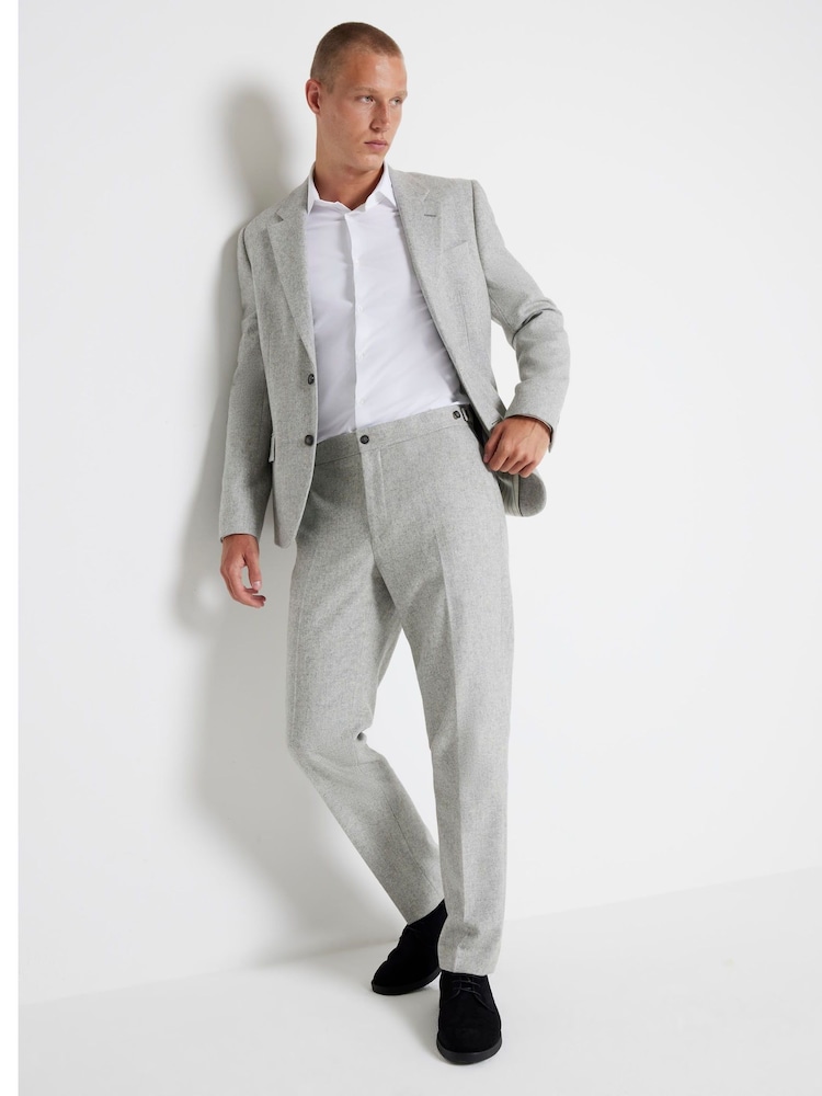 River Island Light Grey Wool Suit Trousers - Image 2 of 4