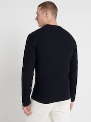 River Island Black Slim Fit Long Sleeve Waffle Crew Sweatshirt - Image 2 of 6