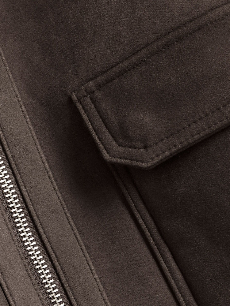 River Island Brown Gray Light Shearling Western Jacket - Image 8 of 8
