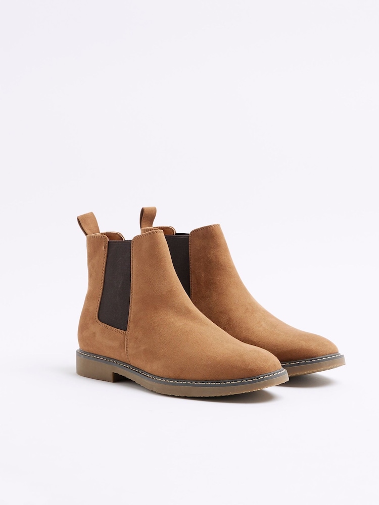 River Island Brown Crepe Sole Chelsea Boots - Image 2 of 4