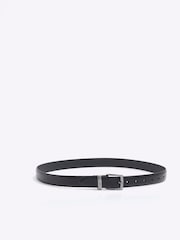 River Island Black Leather Metal Keeper Belt - Image 1 of 2