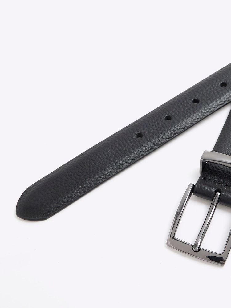 River Island Black Leather Metal Keeper Belt - Image 2 of 2