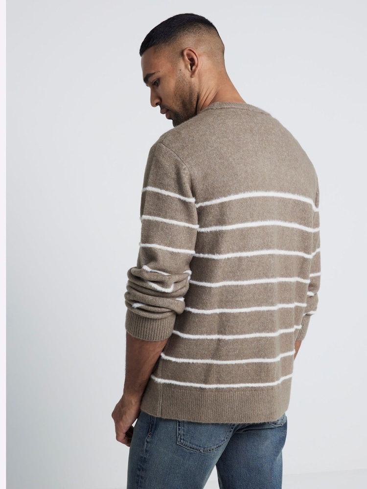 River Island Natural Brushed Crew Jumper - Image 2 of 4 River Island Natural Brushed Crew Jumper - Image 2 of 4