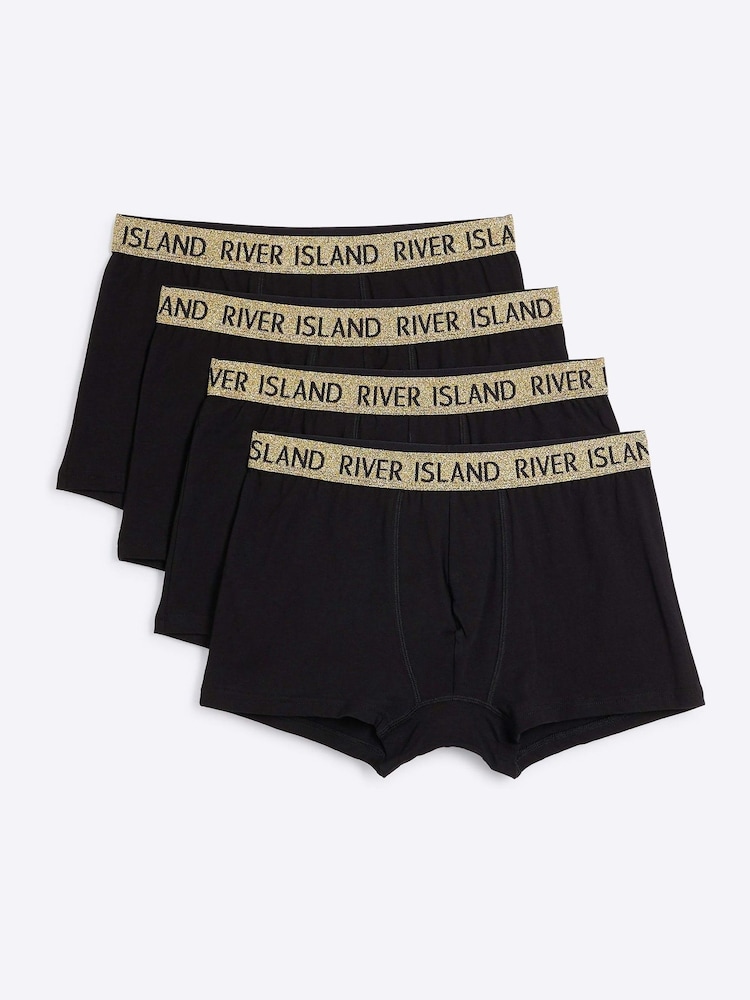 ذهبي - حزمة من 4 بوكسرات بحزام خصر برّاق من River Island - صورة 1 من 5