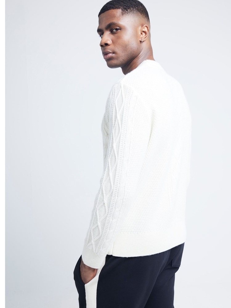 River Island Cream Cable Crew Jumper - Image 2 of 4