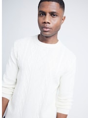 River Island Cream Cable Crew Jumper - Image 3 of 4
