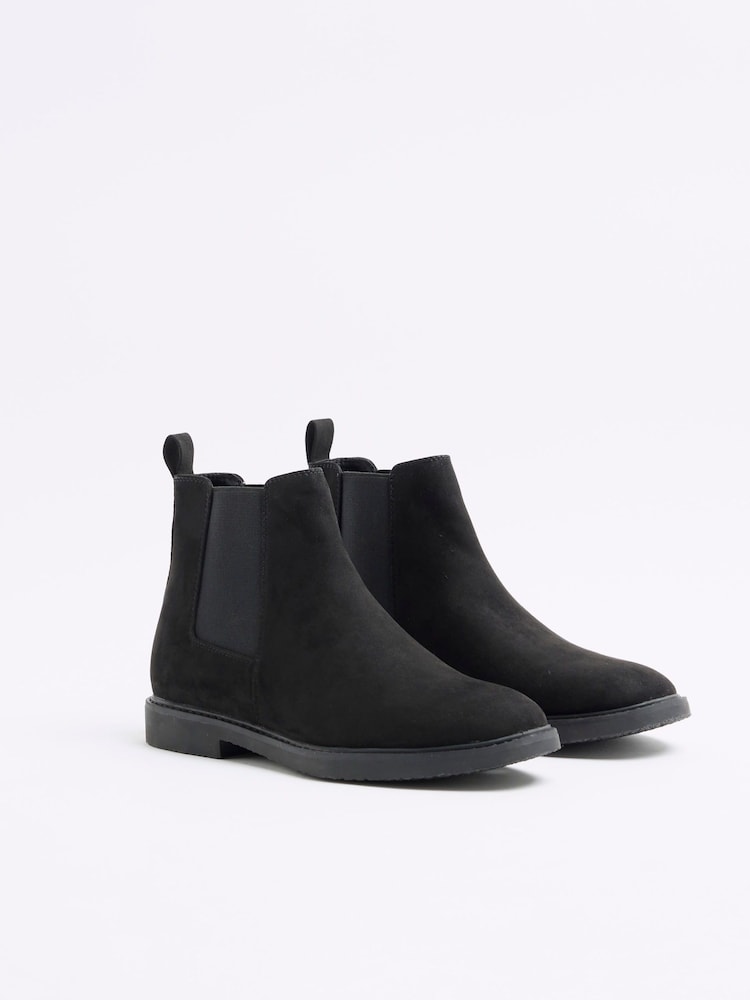 River Island Black Crepe Sole Chelsea Boots - Image 2 of 4