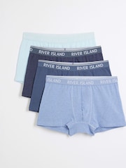 River Island Blue Blue Tipped Boxers 4 Pack - Image 1 of 5