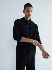 River Island Black Long Sleeve Chevron 100% Cotton Knitted Shirt - Image 2 of 4