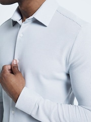 River Island Grey Texture Waffle Marl 100% Cotton Jersey Shirt - Image 4 of 6