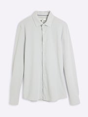 River Island Grey Texture Waffle Marl 100% Cotton Jersey Shirt - Image 5 of 6