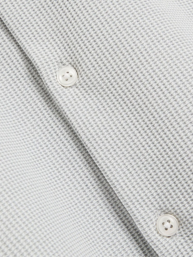 River Island Grey Texture Waffle Marl 100% Cotton Jersey Shirt - Image 6 of 6 River Island Grey Texture Waffle Marl 100% Cotton Jersey Shirt - Image 6 of 6