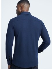 River Island Blue Texture Waffle Marl Jersey 100% Cotton Shirt - Image 2 of 6
