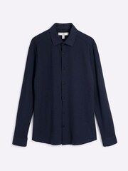 River Island Blue Texture Waffle Marl Jersey 100% Cotton Shirt - Image 5 of 6