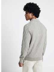 River Island Natural Long Sleeve Chevron 100% Cotton Knitted Shirt - Image 2 of 4