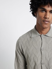 River Island Natural Long Sleeve Chevron 100% Cotton Knitted Shirt - Image 3 of 4