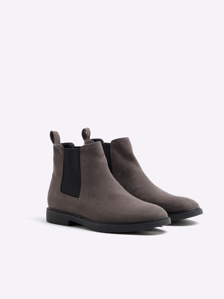River Island Grey Crepe Sole Chelsea Boots - Image 2 of 4