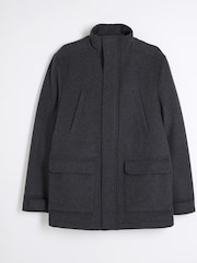 River Island Charcoal Wool Commuter Coat - Image 5 of 6
