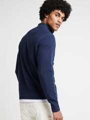 River Island Blue Waffle Half Zip Jumper - Image 3 of 6