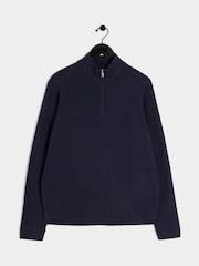River Island Blue Waffle Half Zip Jumper - Image 5 of 6