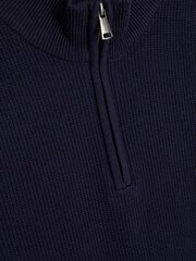 River Island Blue Waffle Half Zip Jumper - Image 6 of 6