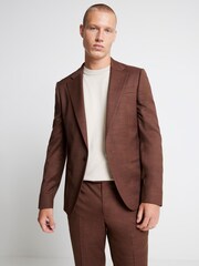 River Island Brown Skinny Fit Single Breasted Suit Jacket - Image 1 of 5