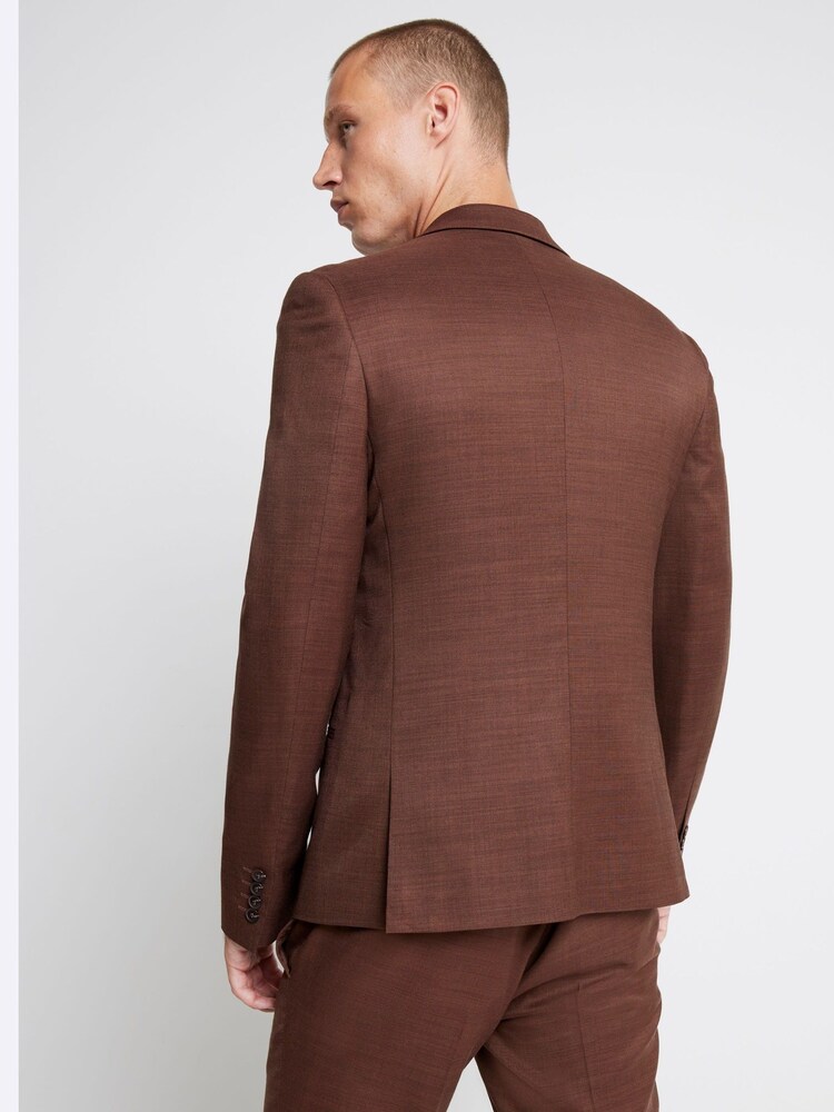 River Island Brown Skinny Fit Single Breasted Suit Jacket - Image 2 of 5
