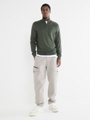 River Island Green Slim Fit Viscose Quarter Zip Jumper - Image 3 of 6
