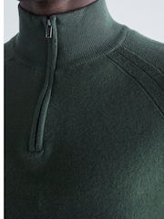 River Island Green Slim Fit Viscose Quarter Zip Jumper - Image 5 of 6